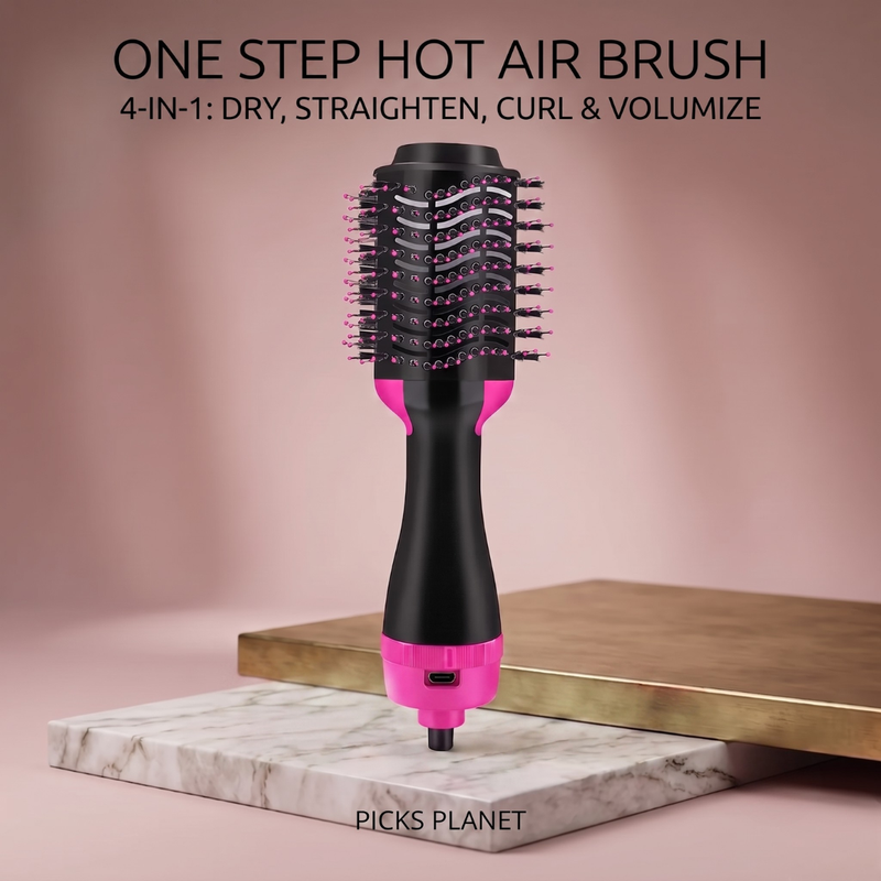 4-in-1 Hot Air Styler Brush – Hair Dryer, Straightener & Volumizer