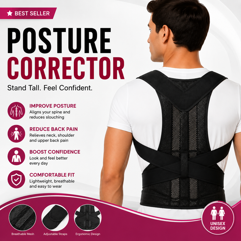 Adjustable Magnetic Posture Corrector Back Brace Support Belt